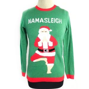 Ugly Christmas Sweater Santa Yoga "Namasleigh"
